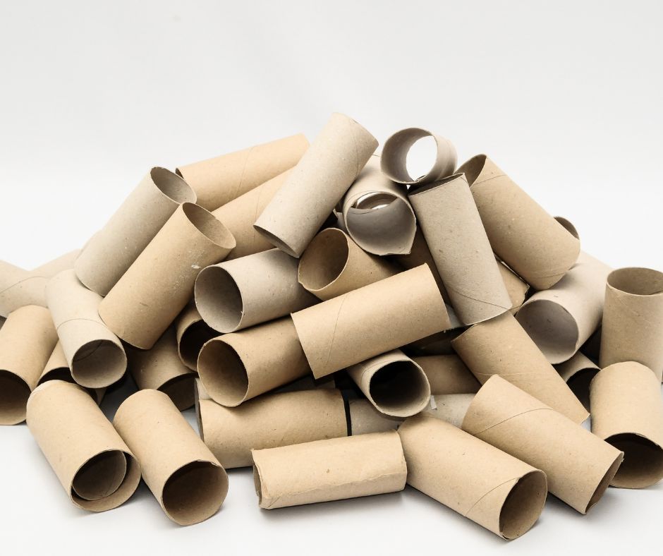 mountain of empty toilet paper rolls