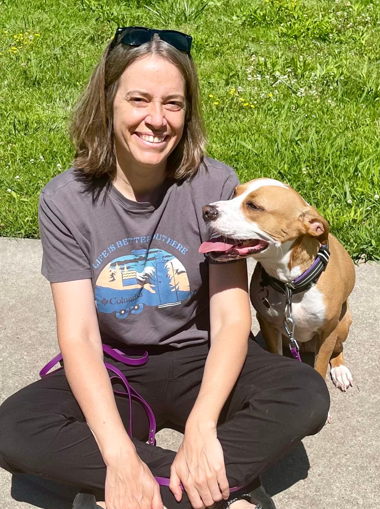 Dog trainer Cheryl Shomo from Virginia Beach holding cattle dog puppy